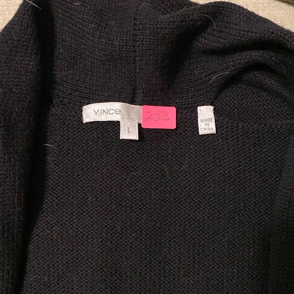 Vince black cotton/cashmere pullover cap sleeve sweater L